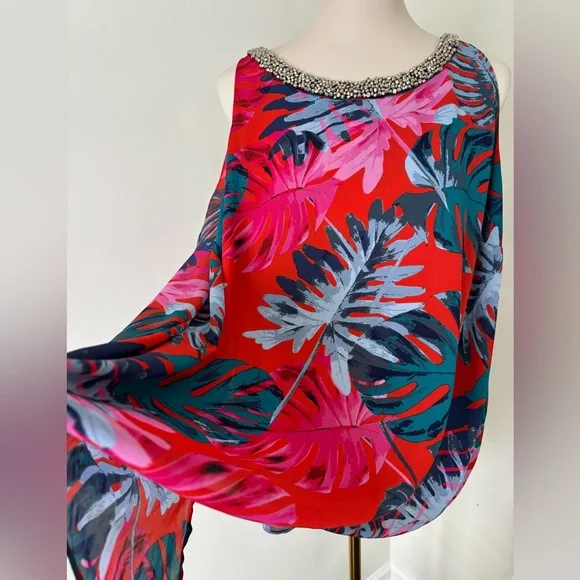 Jennifer Lopez Red and Blue Patterned Dress - Picture 6 of 7